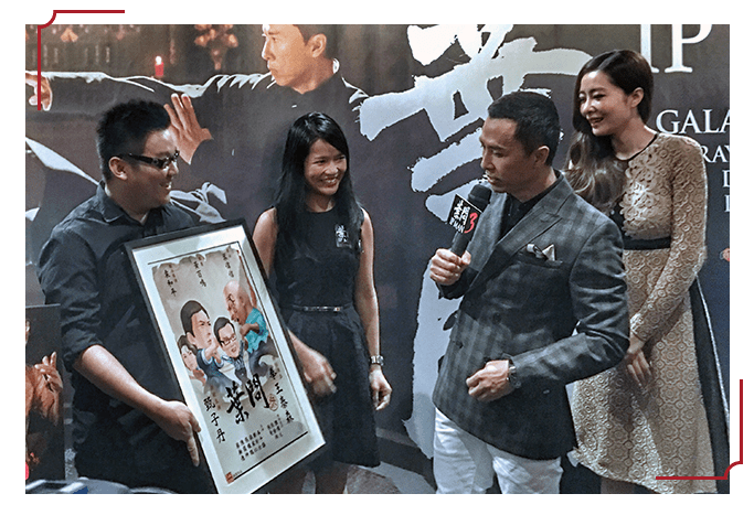 Both founders of Clazroom College presented the artwork to Donnie Yen and Lynn Hung on the background of IP Man 3.
