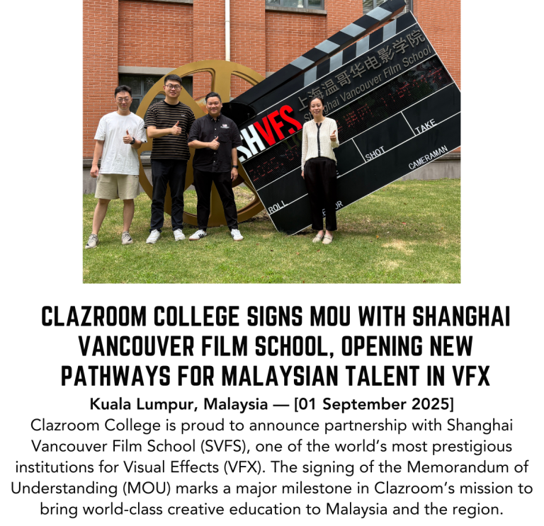 Clazroom College is proud to announce partnership with Shanghai Vancouver Film School (SVFS)